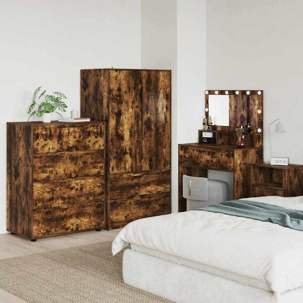 vidaXL Oppbevaringsskap 2 pcs R&oslash;kt eik 80 x 48 x 105 cm Konstruert tre