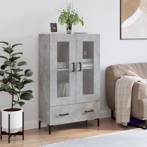 vidaXL Highboard betonggr&aring; 69,5x31x115 cm konstruert tre