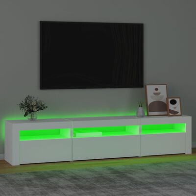 vidaXL TV-benk med LED-lys hvit 195x35x40 cm