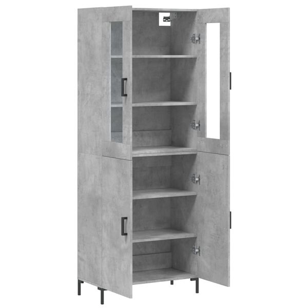vidaXL Highboard betonggrå 69,5x34x180 cm konstruert tre