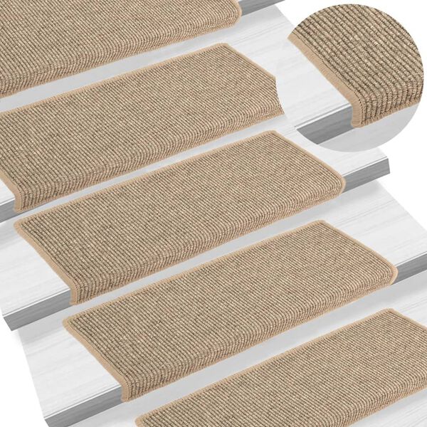 vidaXL Trappematter 15 stk 65x21x4 cm m&oslash;rk beige rektangul&aelig;r kant