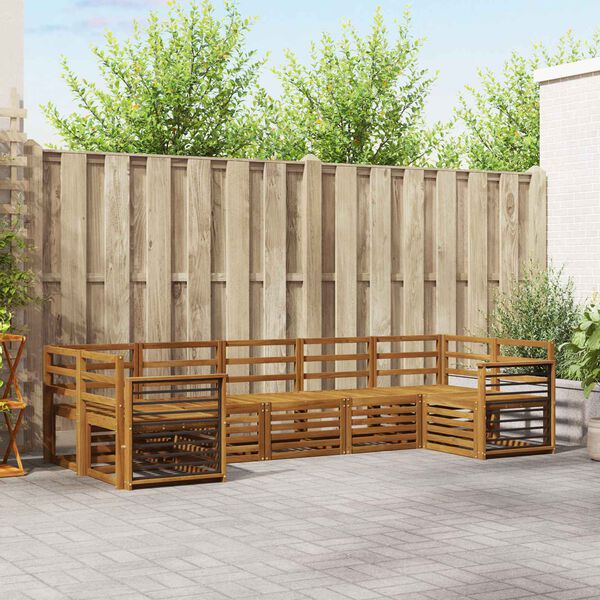 vidaXL Sofasett 7 pcs Naturlig Solid akasietre