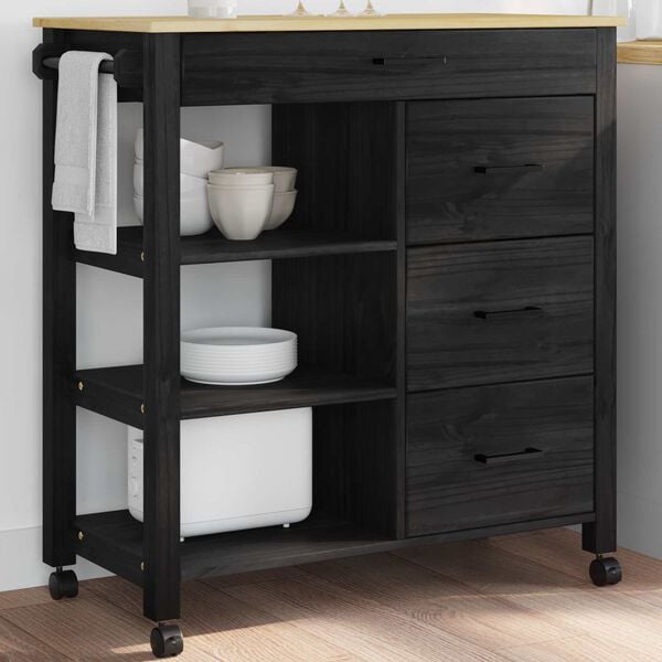 vidaXL Kjøkkenvogn Svart