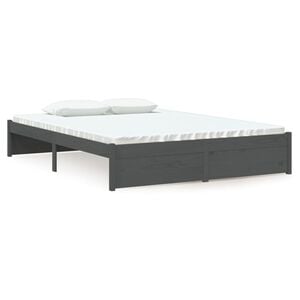 vidaXL Sengeramme gr&aring; heltre 135x190 cm Double