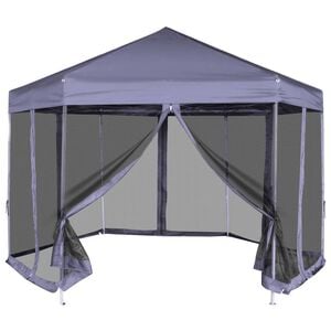 vidaXL Sekskantet popup partytelt med 6 sidevegger m&oslash;rk bl&aring; 3,6x3,1 m
