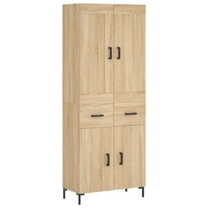 vidaXL Highboard sonoma eik 69,5x34x180 cm konstruert tre