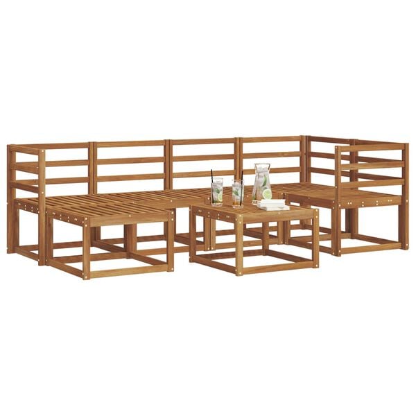vidaXL Utend&oslash;rs sofa-sett 7 pcs Naturlig Solid akasietre