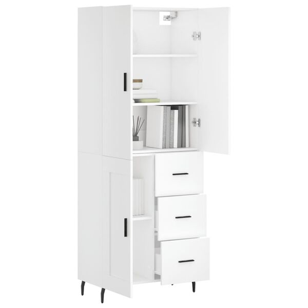 vidaXL Highboard hvit 69,5x34x180 cm konstruert tre
