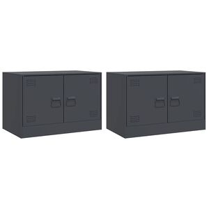 vidaXL TV-benker 2 stk antrasitt 67x39x44 cm st&aring;l