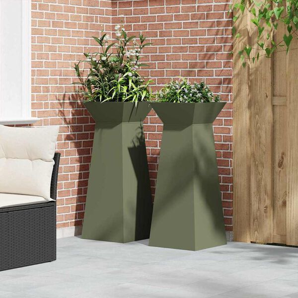 vidaXL Søyleplanter 2 pcs Olivengrønn 40 x 40 x 100 cm