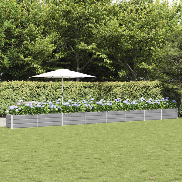 vidaXL Plantekassed Lysegr&aring; 480 x 50 x 45 cm Galvanisert St&aring;l