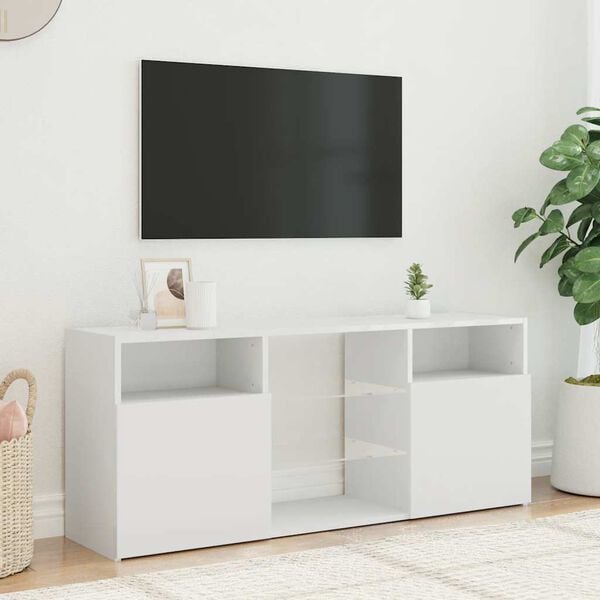 vidaXL TV-benk med LED-lys hvit 120x30x50 cm