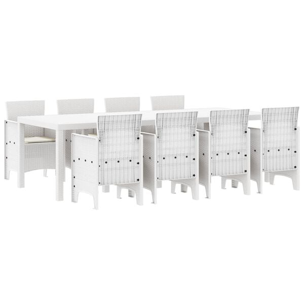 vidaXL Hage Spisegruppe 9 pcs Lysegr&aring; Polypropen