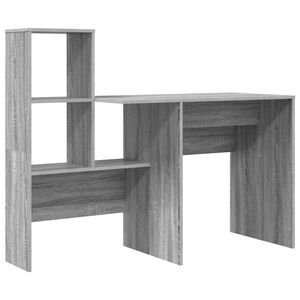 vidaXL Skrivebord Gr&aring; Sonoma Konstruert tre 131,5 x 50 x 106,5 cm