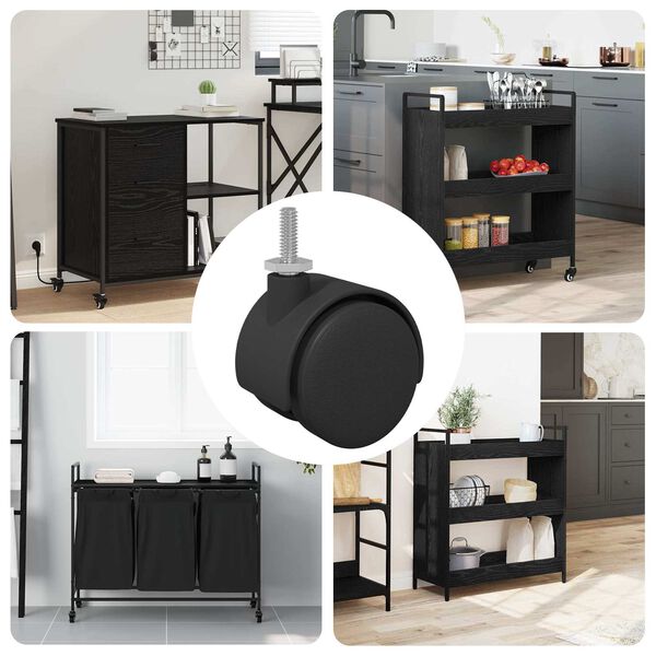 vidaXL Hjul 12 pcs Svart 40,1 x 40,1 x 37,8 mm PP og jern