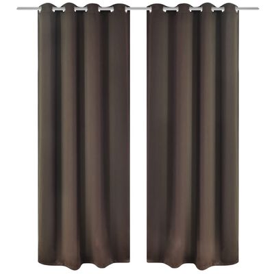 Energisparende gardiner med metallringer 2 stk brun 135 x 245 cm