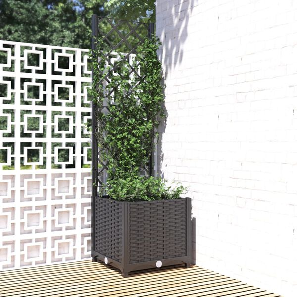 vidaXL Hagepotte med espalier svart 40x40x136 cm PP