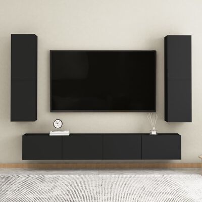 vidaXL TV-benk svart 30,5x30x110 cm sponplate