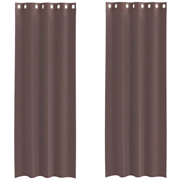 vidaXL Voilegardiner med grommets 2 stk brun 140x260 cm