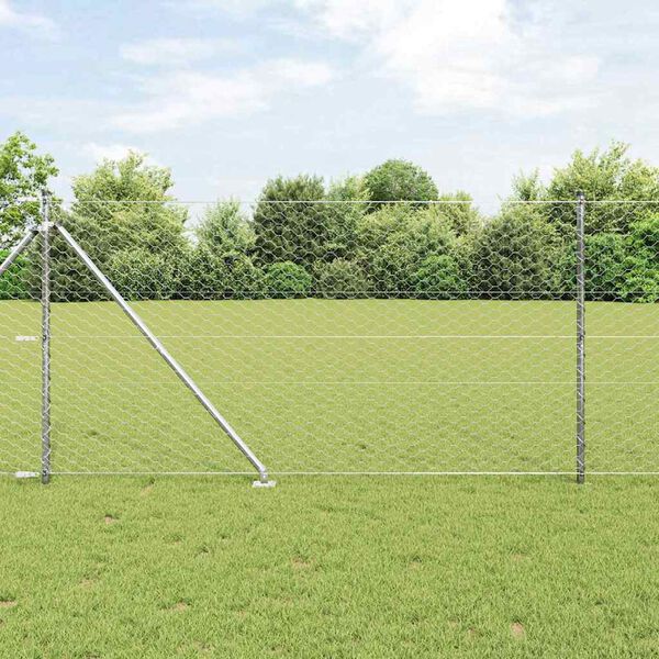 vidaXL Gjerdep&aring;le s&oslash;lv 50 x 1,2 m (50 mm mesh) St&aring;l