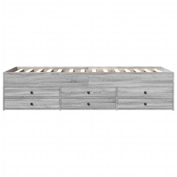 vidaXL Dagseng med skuffer uten Madrass grå sonoma 90x200 cm