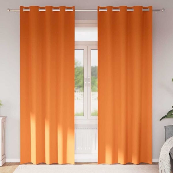 vidaXL Mørkleggende Gardiner med Ringer 2 pcs Lys Oransje 225 x 140 cm