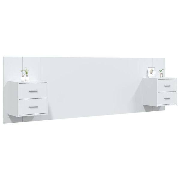 vidaXL Sengegavl med skap hvit konstruert tre