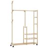 vidaXL Klesstativ med hyller og hjul 100x38x175,5 cm bambus