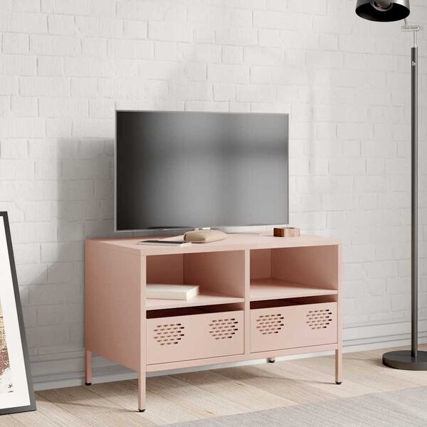 vidaXL TV-benk rosa 68x39x43,5 cm kaldvalset stål