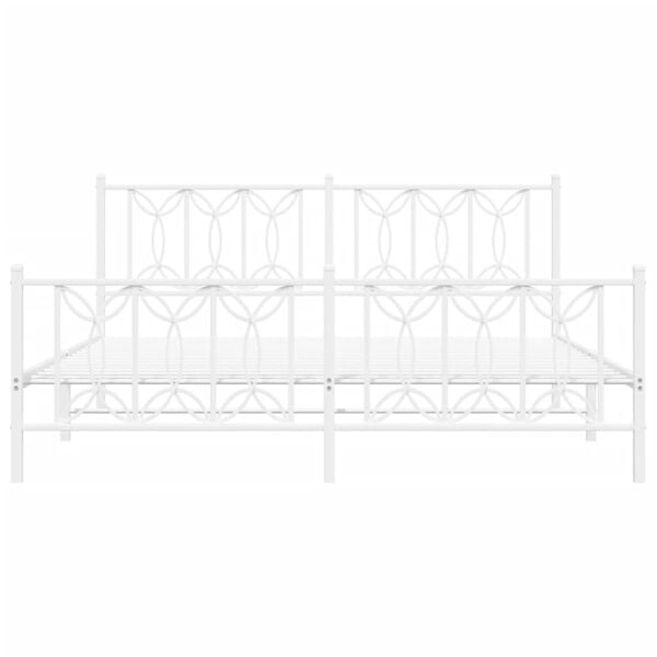 vidaXL Sengeramme i metall med hode- og fotgavl hvit 180x200 cm