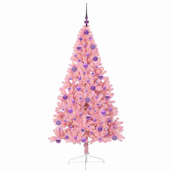 vidaXL Kunstig Forhåndsopplyst Juletre med 300 LED Rosa 180 cm PVC
