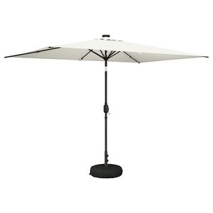 vidaXL Hageparasol med LED-lamper og fot 200 x 300 cm Polyester Krem