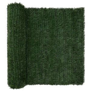 vidaXL Kunstig gjerde M&oslash;rkegr&oslash;nn 1,5 x 5 m PVC og st&aring;l