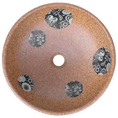 vidaXL Benkeservant brun og blå rund Φ41x14 cm keramikk