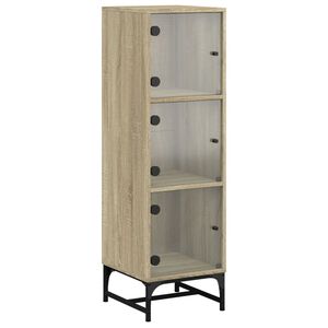 vidaXL Highboard med glassd&oslash;rer sonoma eik 35x37x120 cm