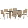vidaXL Hage Spisegruppe 9 pcs Beige polyrotting