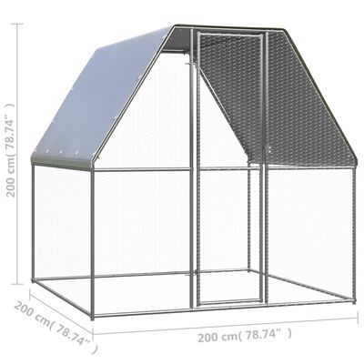 vidaXL Utendørs hønsehus 2x2x2 m galvanisert stål