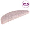 vidaXL Trappematter 15 stk 56x17x3 cm lyserosa halvrund