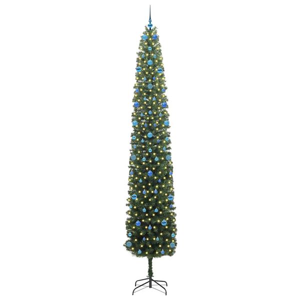 vidaXL Kunstig juletre med 300 LED grønn 300 cm PVC og stål og plast