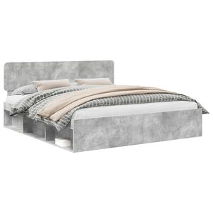vidaXL Sengestamme med hodegjerde Betong 180 x 200 cm Massiv furu