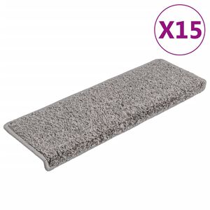 vidaXL Trappematter 15 stk 65x21x4 cm gr&aring; rektangul&aelig;r kant