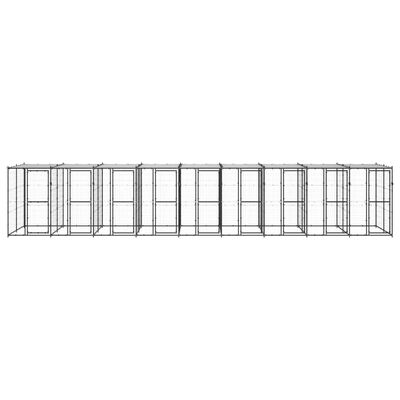 vidaXL Utendørs hundegård med tak 21,78 m² stål