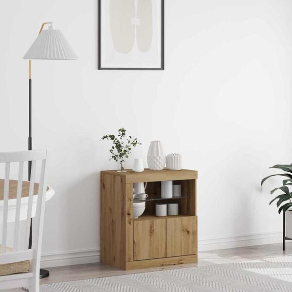 vidaXL LED sideboard Brun 60,5 x 37 x 67 cm Konstruert tre