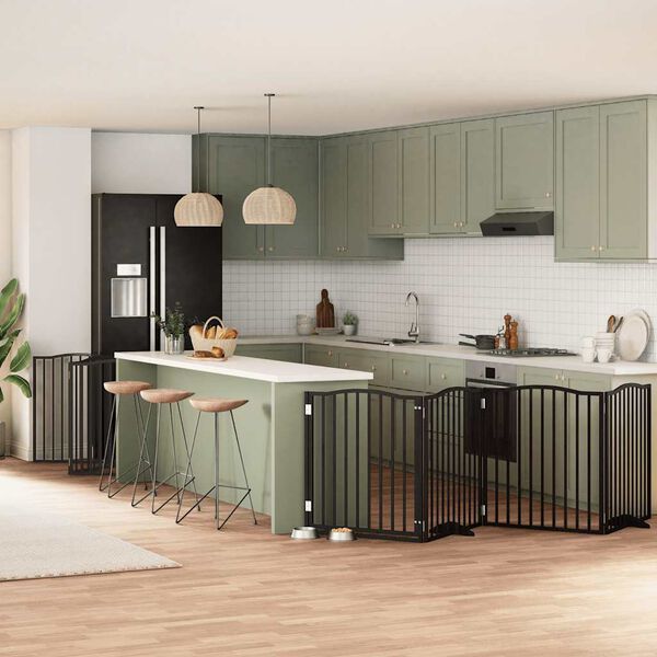 vidaXL Hundeport sammenleggbar 10 paneler svart 800 cm poppeltre