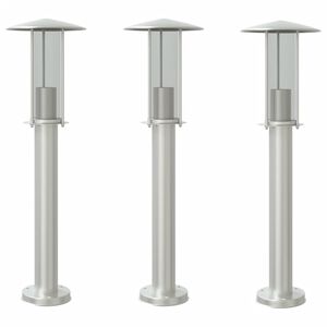 vidaXL Utend&oslash;rs gulvlamper 3 stk s&oslash;lv 60 cm rustfritt st&aring;l