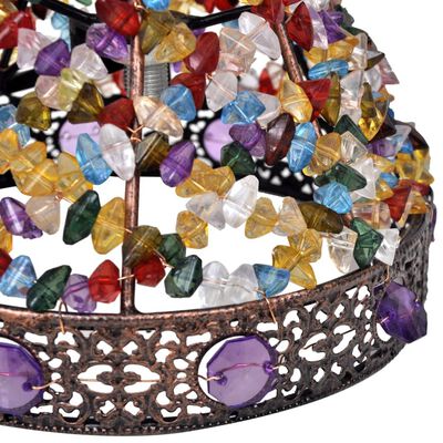 Flerfarget bordlampe med krystallperler