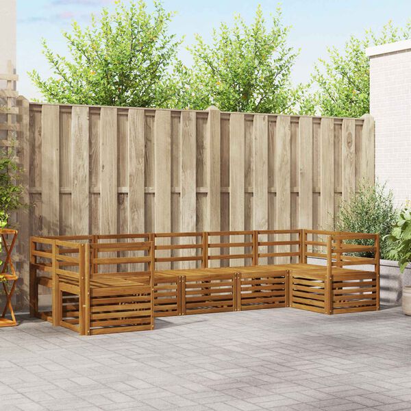 vidaXL Sofasett 7 pcs Naturlig Solid akasietre