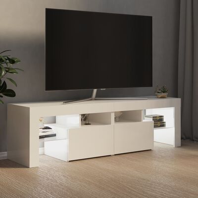 vidaXL TV-benk med LED-lys høyglans hvit 140x36,5x40 cm
