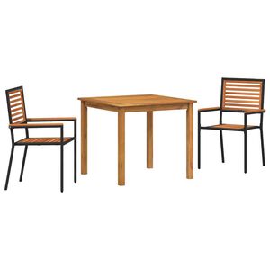 vidaXL Hage Spisegruppe 3 stk. Svart Solid akasietre