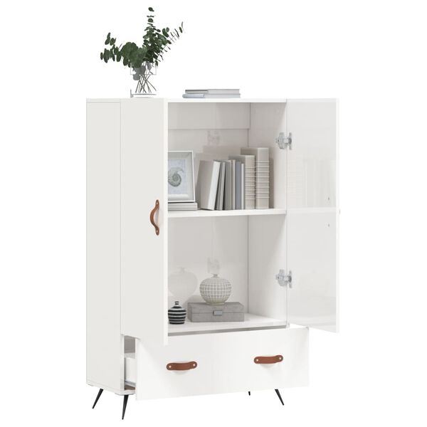 vidaXL Highboard høyglans hvit 69,5x31x115 cm konstruert tre